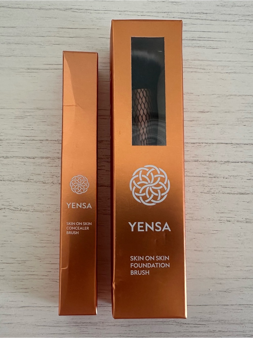 YENSA Skin On Skin Foundation & Concealer Brush Set — Metallic Orange
